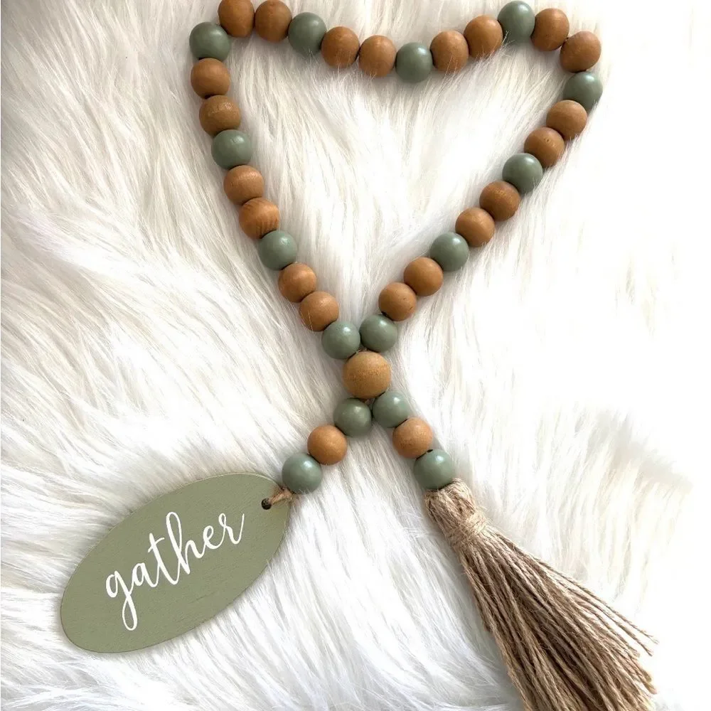 Farmhouse Beaded Loop Garland for Tiered Tray Decor, Farmhouse & Country Decor